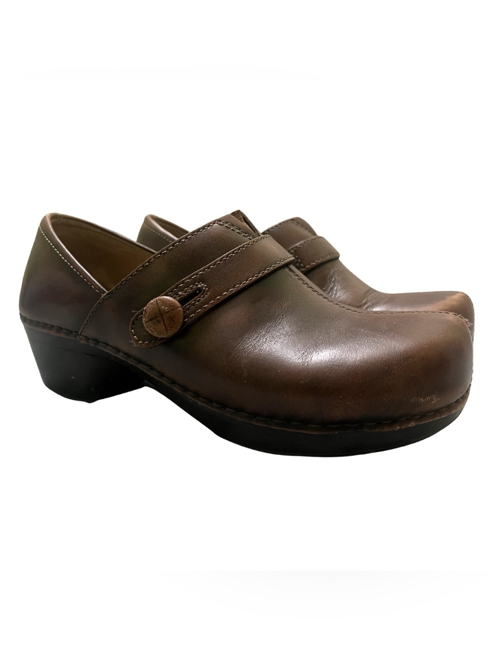 Dansko Solstice Clogs 37 6.5-7 Brown Leather Chunky Boho Retro Western Y2K Shoes